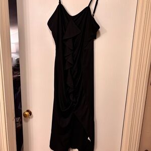 Kali Black Strapless Ruffle Slip Dress